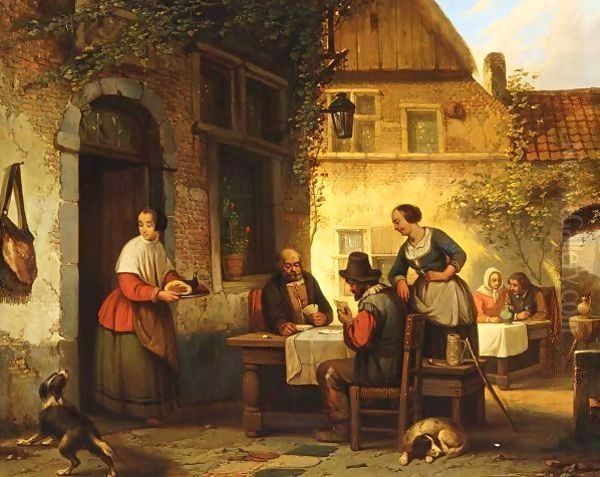 The Card Game Oil Painting by Ferdinand de Braekeleer