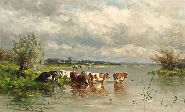 Watering Cows 4 Oil Painting by Willem Roelofs