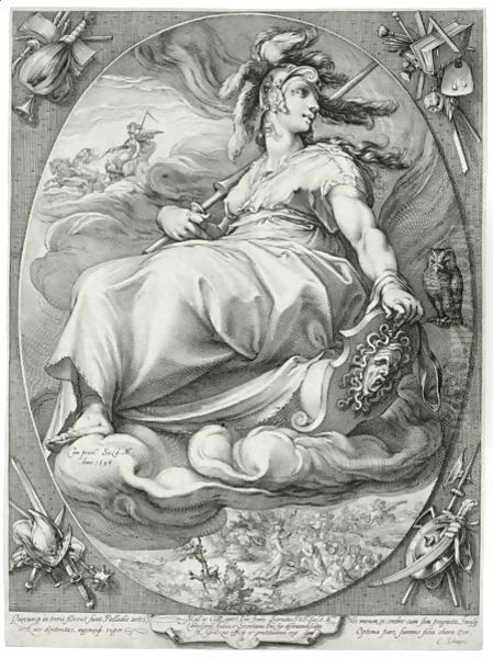 Three Deities Minerva, Venus And Juno Oil Painting by Hendrick Goltzius