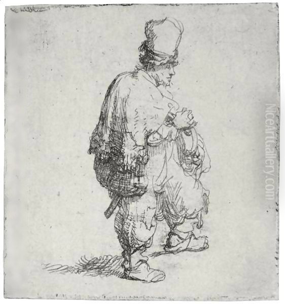 Polander Standing With Arms Folded Oil Painting by Rembrandt Van Rijn