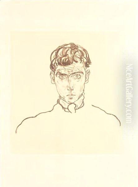 Bildnis Paris Von Guthersloh (Portrait Of Paris Von Gutersloh) (Kallir 16b) Oil Painting by Egon Schiele