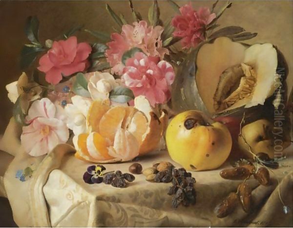 Still Life With Autumn Fruits Oil Painting by Theude Gronland