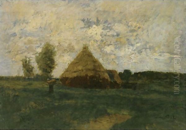 Meules De Foin (Haystacks) Oil Painting by Laszlo Paal