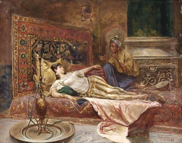 Reclining Odalisque Oil Painting by Ferencz-Franz Eisenhut