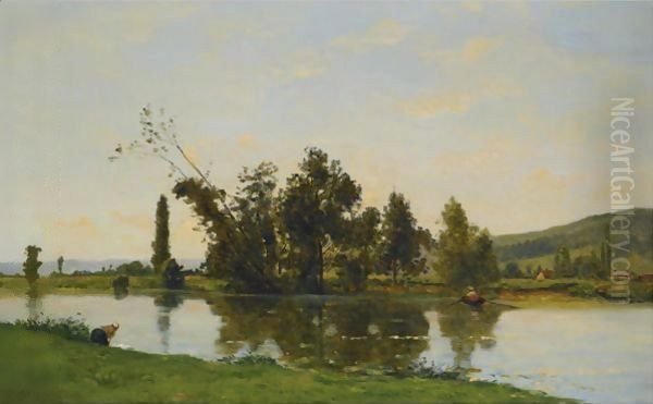 Au Bord De La Riviere Oil Painting by Hippolyte Camille Delpy