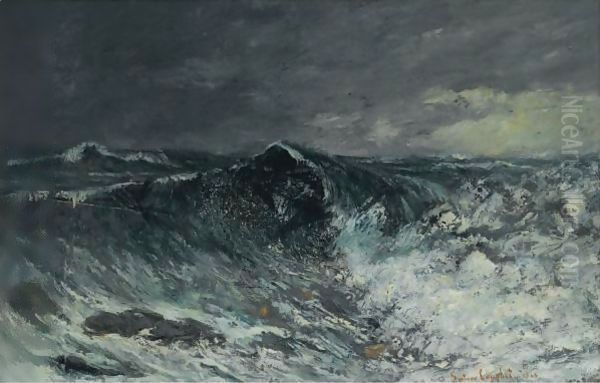 La Vague 5 Oil Painting by Gustave Courbet