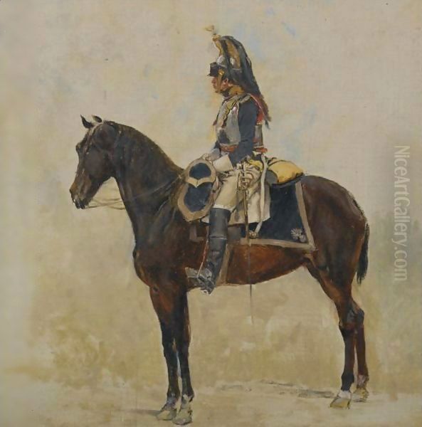 Un Cuirassier Oil Painting by Jean-Louis-Ernest Meissonier