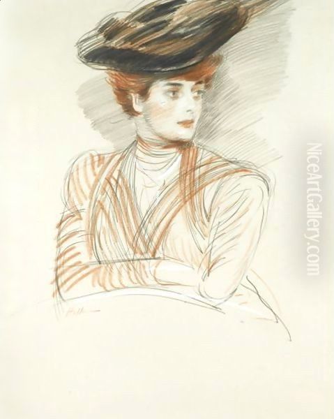 Elegante Au Chapeau Oil Painting by Paul Cesar Helleu