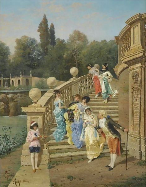 Count Borromeo's Villa On Isola Bella Opposite Stresa On Lake Maggiore Oil Painting by Filippo Indoni