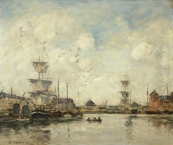 Fecamp. Le Bassin Oil Painting by Eugene Boudin