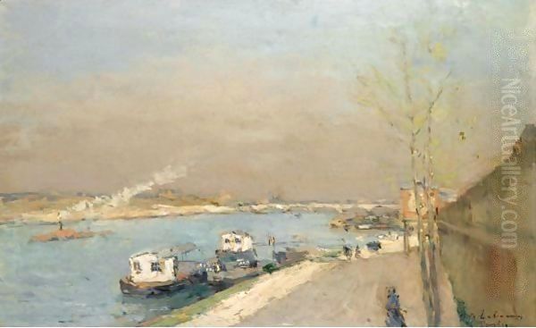 Quai De La Seine, Matin De Printemps Oil Painting by Albert Lebourg