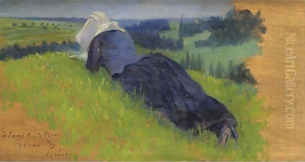 Paysanne Etendue Dans L'Herbe Oil Painting by Henri Edmond Cross