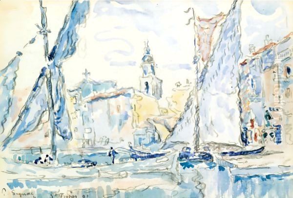 St Tropez Oil Painting by Paul Signac