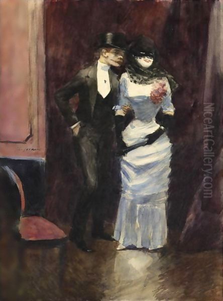 Au Bal Masque Oil Painting by Jean-Louis Forain