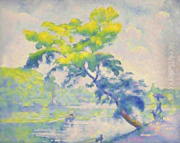 L'Arbre Penche Or Le Rameur Oil Painting by Henri Edmond Cross