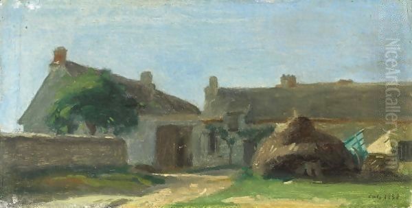 A Farm In Normandy Oil Painting by Adolphe-Felix Cals