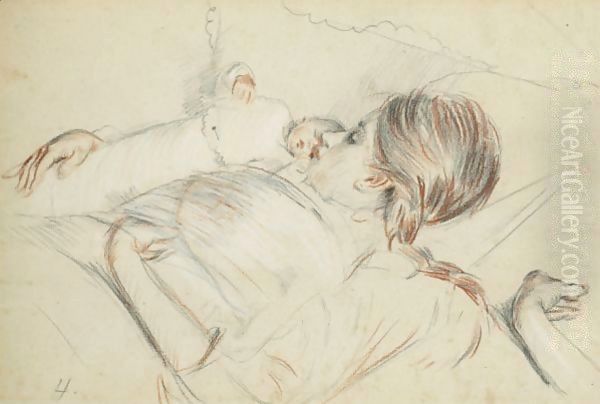 The Newborn Baby Oil Painting by Paul Cesar Helleu