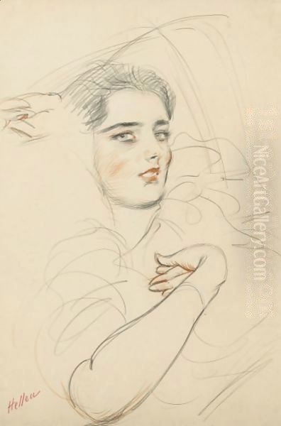 Portrait Of Diana Mitford Oil Painting by Paul Cesar Helleu