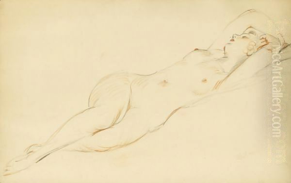 Sleeping Nude Oil Painting by Paul Cesar Helleu