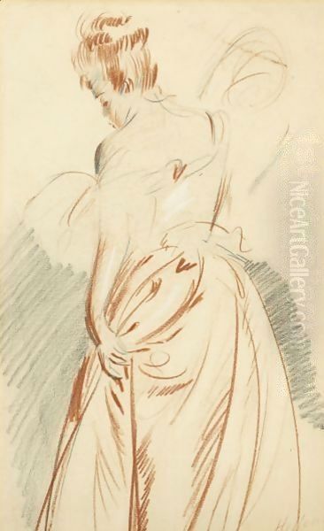 Study Of A Woman Seen From The Back Oil Painting by Paul Cesar Helleu