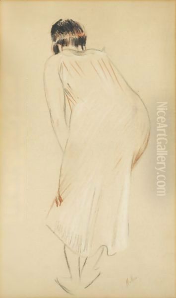 A Woman Bent Forward Oil Painting by Paul Cesar Helleu