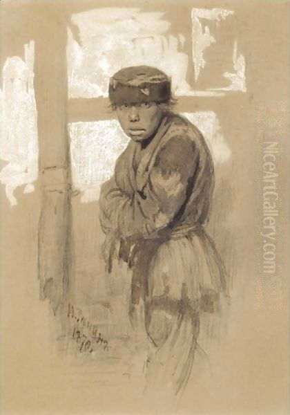 Street Urchin Oil Painting by Ilya Efimovich Efimovich Repin