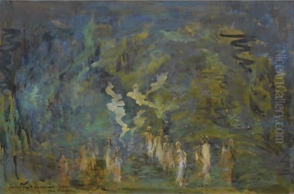 Set Design For Rusalka Oil Painting by Konstantin Alexeievitch Korovin