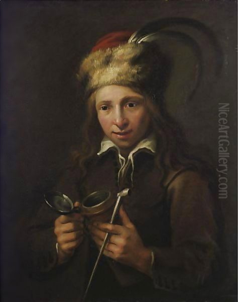 Portrait Of A Boy With A Pipe Oil Painting by Jacob Cornelisz Van Oostsanen