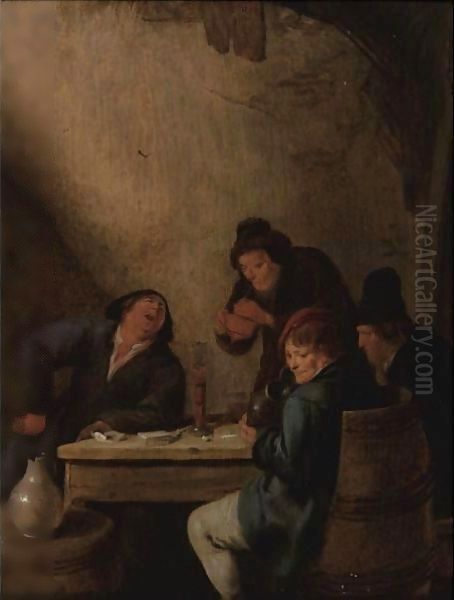 Peasants Drinking In A Tavern Oil Painting by Jan Miense Molenaer