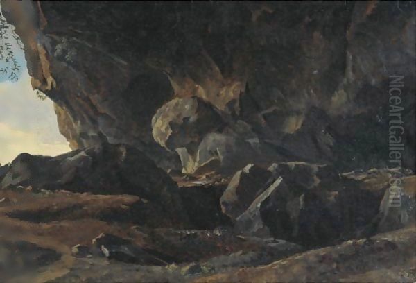 The Grotto At Vicovaro Oil Painting by Simon-Joseph-Alexandre-Clement Denis