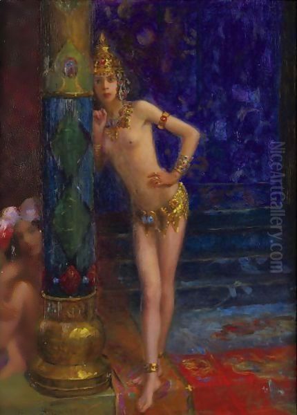 The Far East Ballerinas Oil Painting by Gaston Bussiere