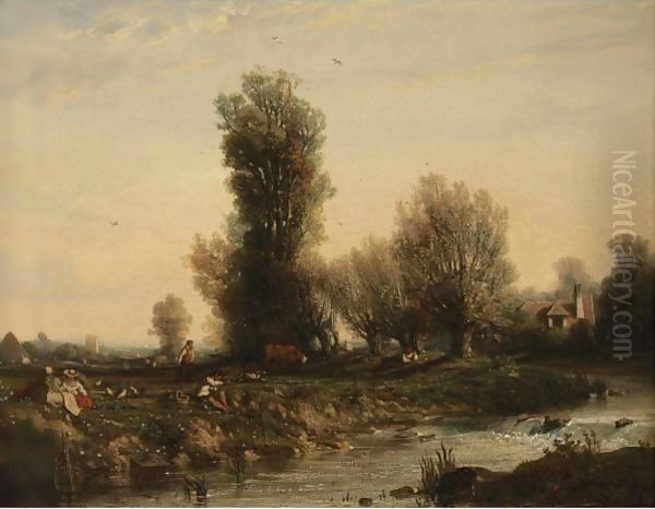 Sunday In The Country Oil Painting by Nicolas Louis Cabat