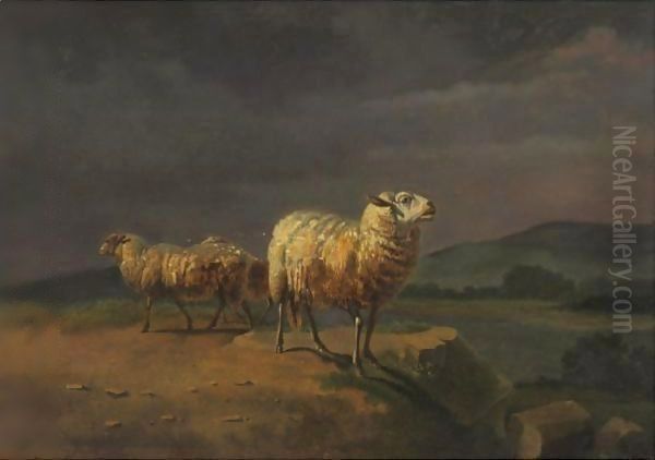 Sheep In A Landscape Oil Painting by Balthasar Paul Ommeganck