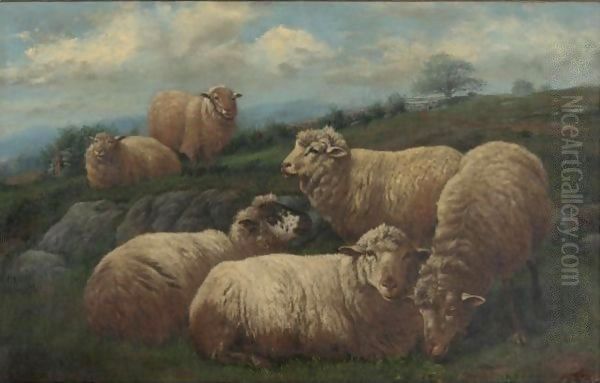 Sheep In A Pasture Oil Painting by Arthur Fitzwilliam Tait