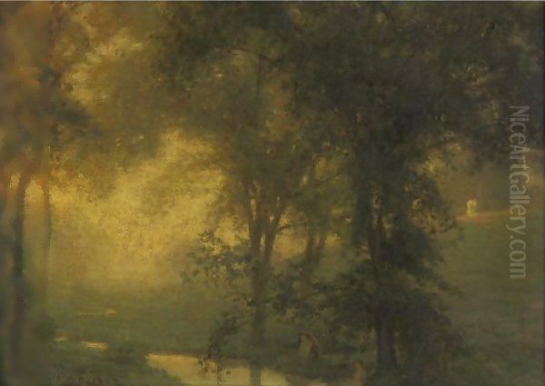 Landscape With Figures Oil Painting by Louis Loeb