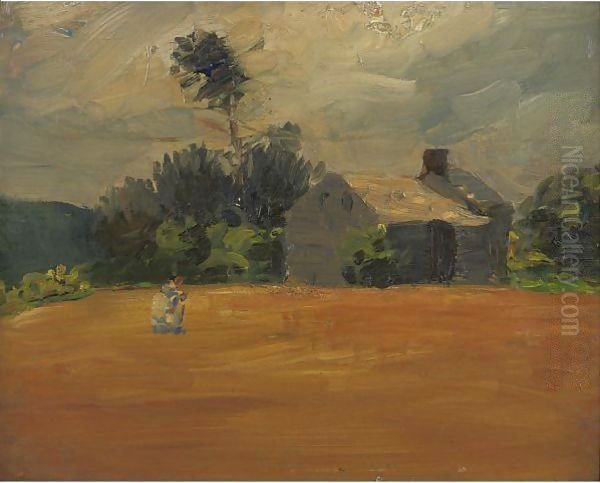 Field And Cottage Oil Painting by George Luks