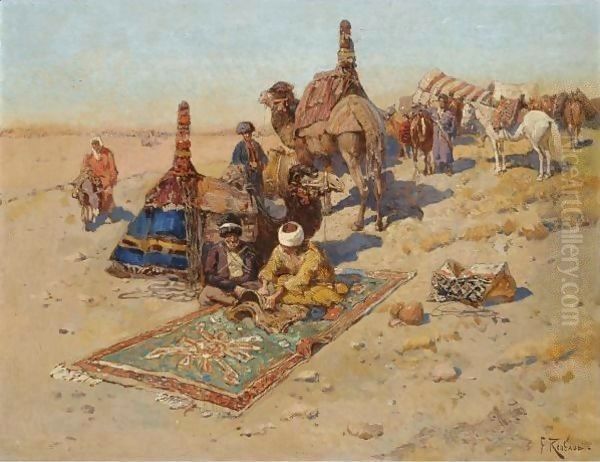 Caucasian Scene Oil Painting by Franz Roubaud