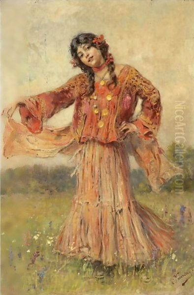 Dancing Gypsy Oil Painting by Konstantin Egorovich Egorovich Makovsky