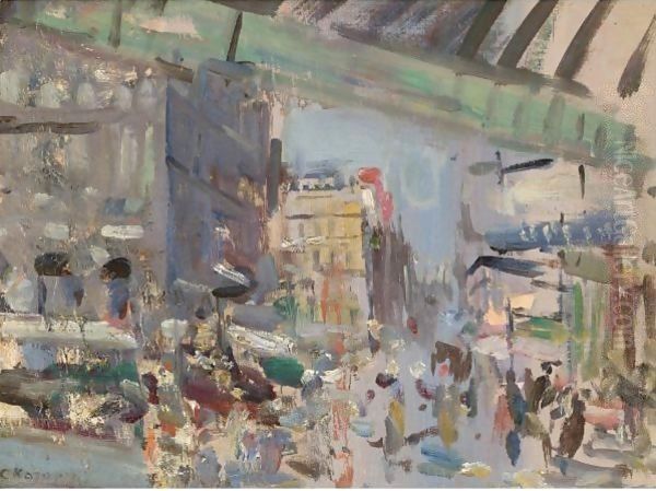 La Gare Saint Lazare Oil Painting by Konstantin Alexeievitch Korovin