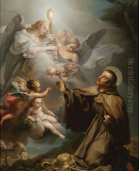 The Apparition Of The Eucharist To San Pascual Bailon Oil Painting by Vicente Lopez y Portana