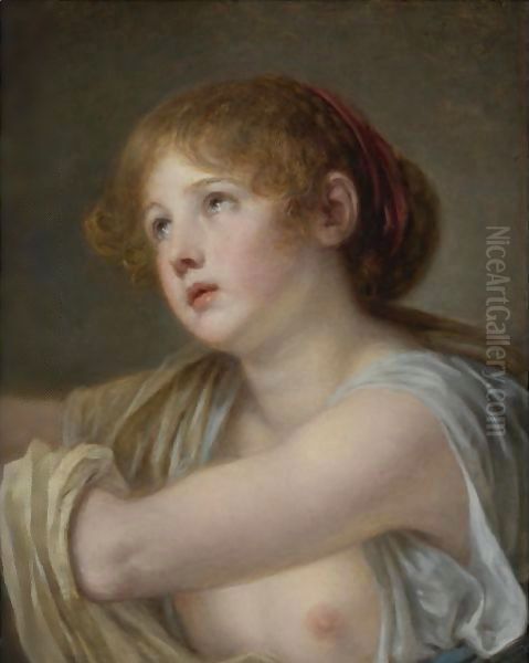 Bust Of A Young Woman Oil Painting by Jean Baptiste Greuze