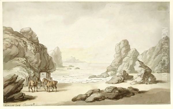 Kinsun Cove, Cornwall Oil Painting by Thomas Rowlandson