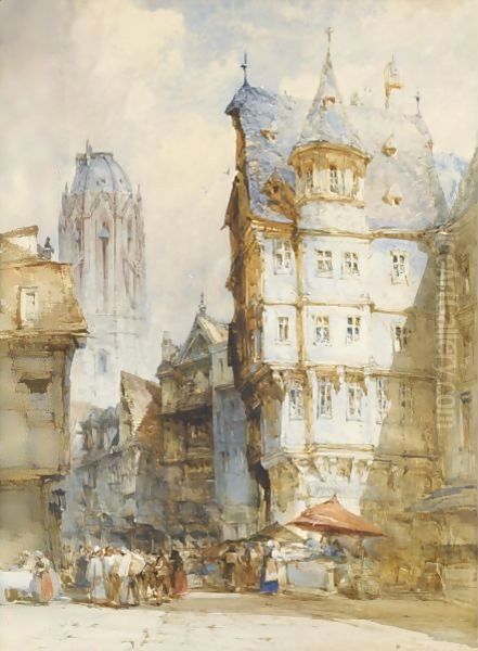 The Market, Frankfurt Oil Painting by William Callow