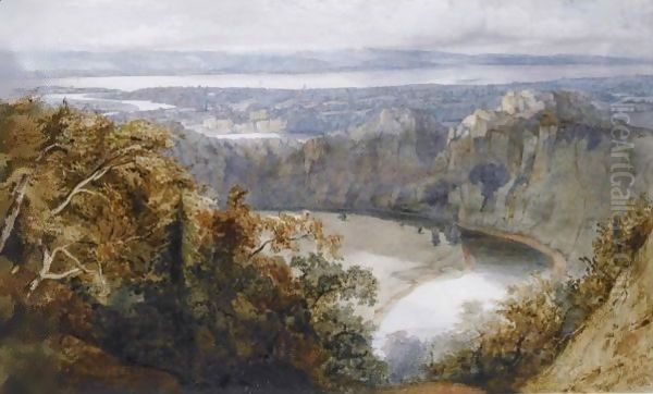 View Of Chepstow Oil Painting by John Scarlett Davis