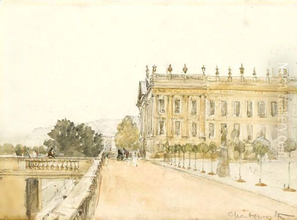 Chatsworth House, Derbyshire Oil Painting by David Cox