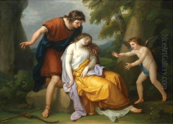 Cephalus With Procris And Cupid Oil Painting by Angelica Kauffmann