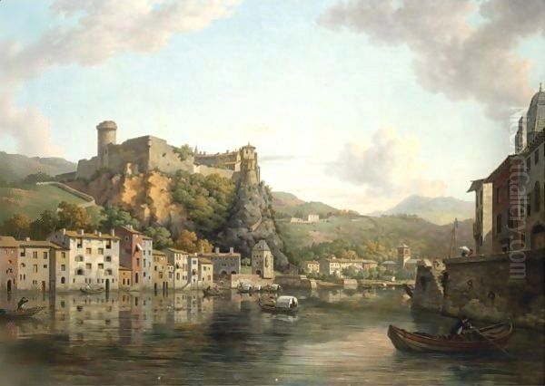 A View Of Chateau Of Pierre Encise, Lyon Oil Painting by William Marlow