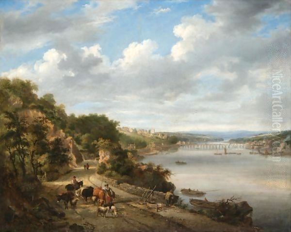 A View Of Bideford On The River Torridge, Devon Oil Painting by John White Abbott