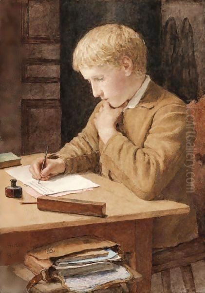 Boy Writing, 1905 by Albert Anker