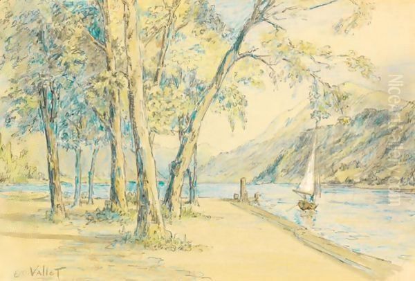 Au Bord Du Lac At The Lake Side Oil Painting by Edouard Vallet